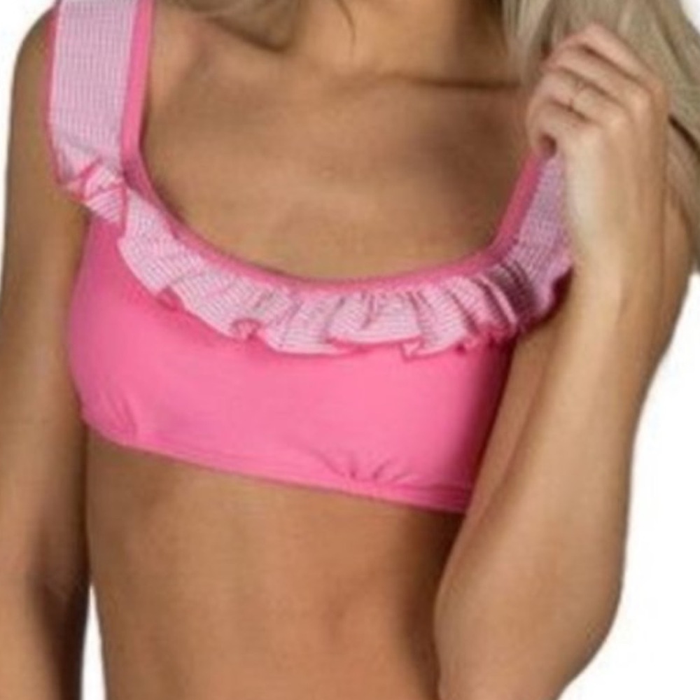 Lauren James Pink Ruffle Bikini Top size L